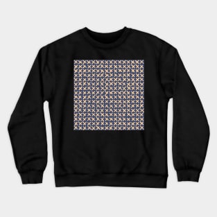 Deepest steel blue and mellow cream Lines and obliques Joining together in geometric imperfection to create a faux Crosstitch pattern Crewneck Sweatshirt